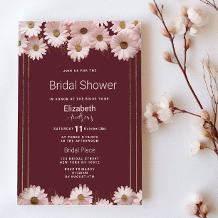 Elegant bordeaux roze gouden daisy Vrijgezellenfee Kaart