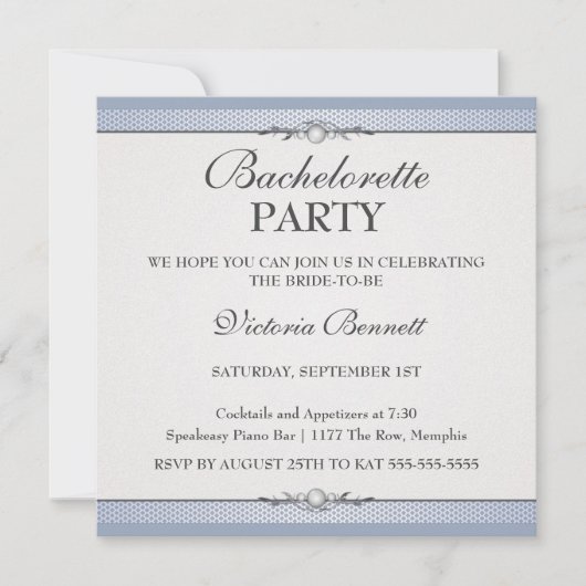 Elegant Border Bachelorette Party Invitation Kaart (Voorkant)