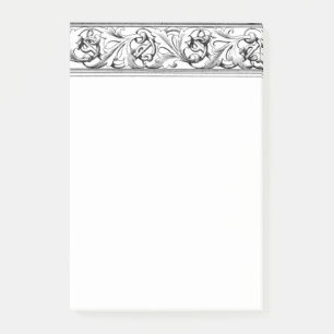 Elegant Border Black White Scroll Leaf Large Size Post-it® Notes