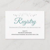 Elegant Border Blauwgroen Wit Huwelijksregister Informatiekaartje (Voorkant)