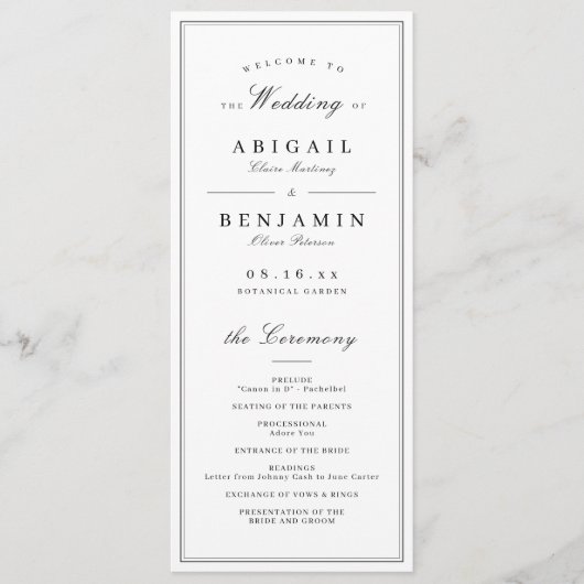 Elegant border minimalist bruiloft programma (Voorkant)