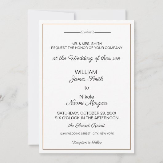 Elegant Border minimalistische trouwuitnodiging Save The Date (Voorkant)