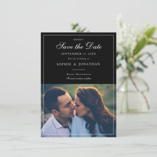 Elegant Border Save the Date (Staand voorkant)