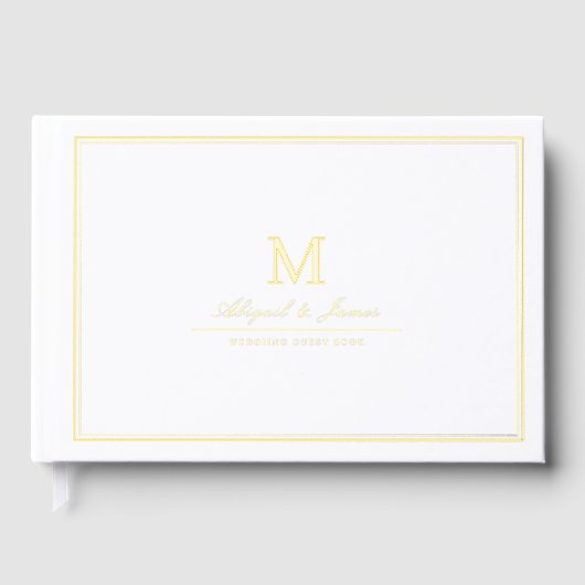 Elegant borders gold minimalist monogram wedding (Recto)