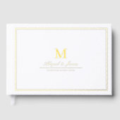 Elegant borders gold minimalist monogram wedding gastenboek (Voorkant)