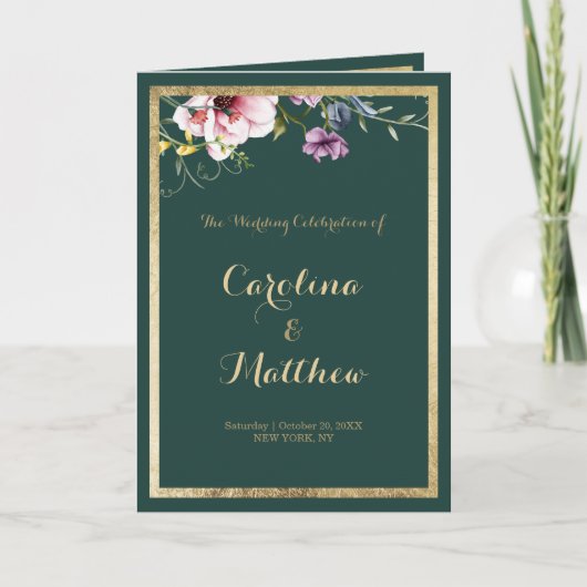 Elegant bos groen goud roze bloemen Programma (Voorkant)