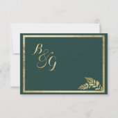 Elegant bosgroen gouden blad RSVP (Achterkant)