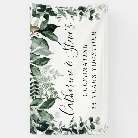 Elegant Botanic bruiloft achtergrond Spandoek (Verticaal)
