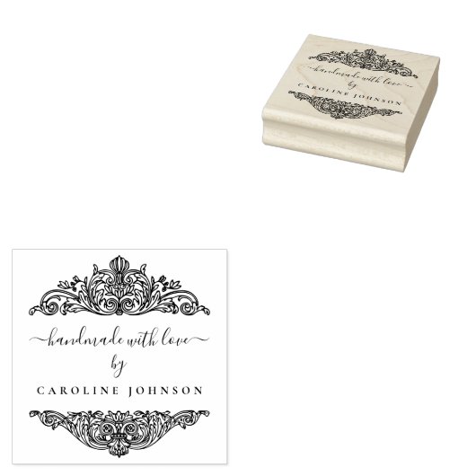 Elegant Botanica-handgemaakt met Love Custom Rubberstempel (Gestempeld)