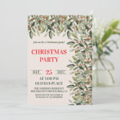 Elegant Botanical Christmas Party Invitation (Debout devant)