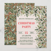 Elegant Botanical Christmas Party Invitation (Devant / Derrière)