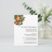 Elegant Botanical Citrus Greenery Wedding Informatiekaartje (Staand voorkant)