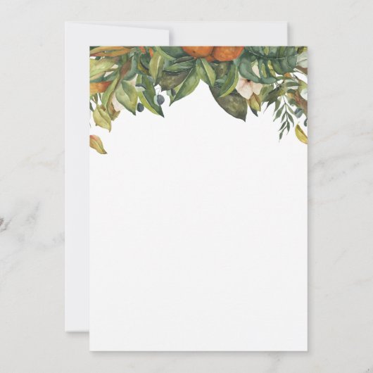Elegant Botanical Citrus Greenery Wedding Save The Date (Achterkant)