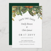 Elegant Botanical Citrus Greenery Wedding Save The Date (Voorkant / Achterkant)