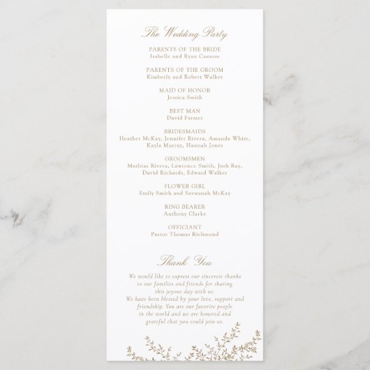 Elegant  Botanical Crest Wedding Programme Programma (Achterkant)