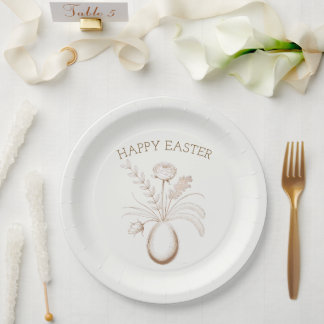 Elegant Botanical Easter Brunch Paper Plates Papieren Bordje