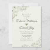 Elegant Botanical Engagement Party Invitation (Devant)