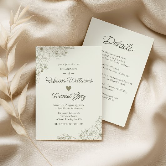 Elegant Botanical Engagement Party Invitation