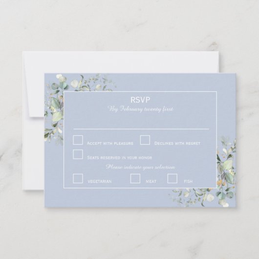 Elegant Botanical Eucalyptus Greenery, Hydrangea RSVP Kaartje (Voorkant)