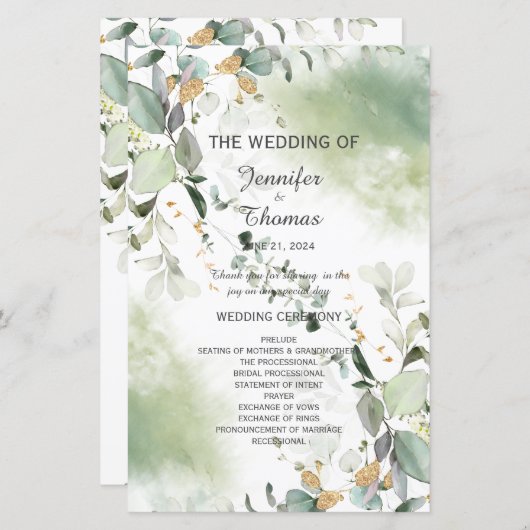 Elegant Botanical Eucalyptus Greenery Programme (Voorkant / Achterkant)