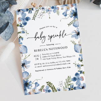 Elegant Botanical Floral Boy Baby Sprinkle Kaart