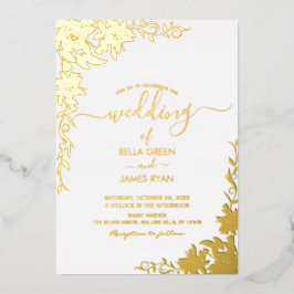 Elegant Botanical Floral Wedding Folie Uitnodiging