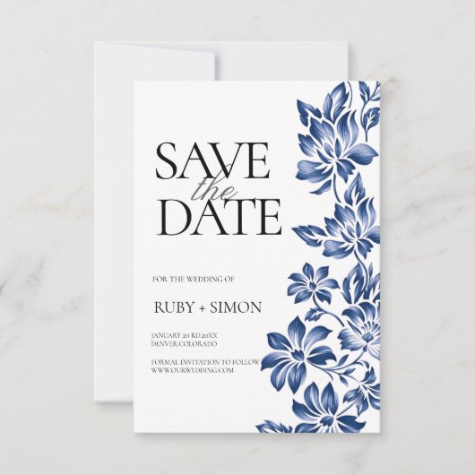 Elegant Botanical Floral Wedding Save The Date (Voorkant)