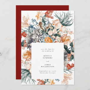 Elegant Botanical Flowers die bruiloft schilderen Save The Date