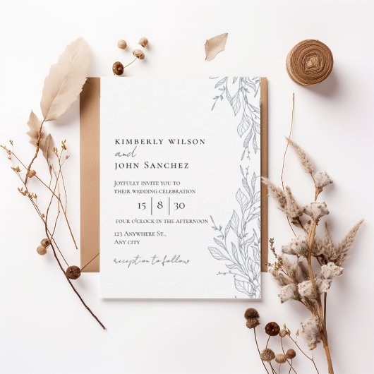 Elegant Botanical Frame Wedding Invitation