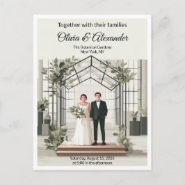 Elegant Botanical Garden Greenhouse Wedding Briefkaart