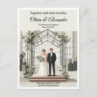 Elegant Botanical Garden Greenhouse Wedding Briefkaart