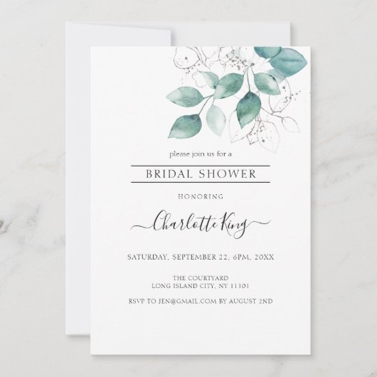 Elegant Botanical Gold Einladung Kaart (Voorkant)