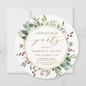 Elegant Botanical Gold-kerstfeestrondje Kaart (Voorkant)