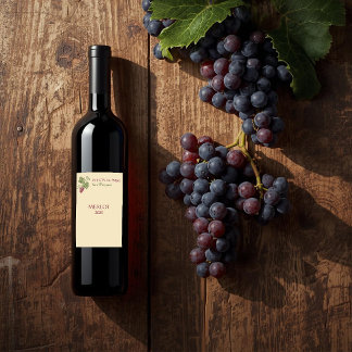 Elegant Botanical Grapevine Design Wijn Etiket