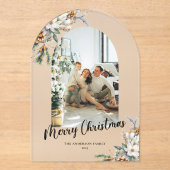 Elegant Botanical Greenery Arch Christmas Card Acryl Uitnodigingen (Voorkant)