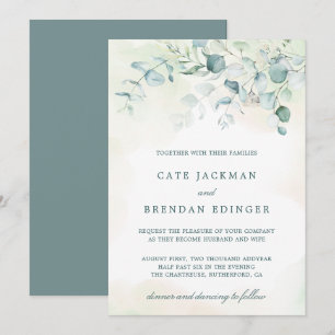 Elegant Botanical Greenery Eucalyptus Wedding Kaart