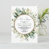 Elegant Botanical Greenery Gold Boy Baby shower Kaart (Staand voorkant)