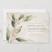 Elegant botanical greenery rustige bruiloft kaart (Voorkant)