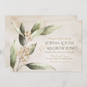 Elegant botanical greenery rustige bruiloft kaart (Voorkant / Achterkant)