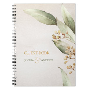 Elegant botanical greenery rustige bruiloft notitieboek