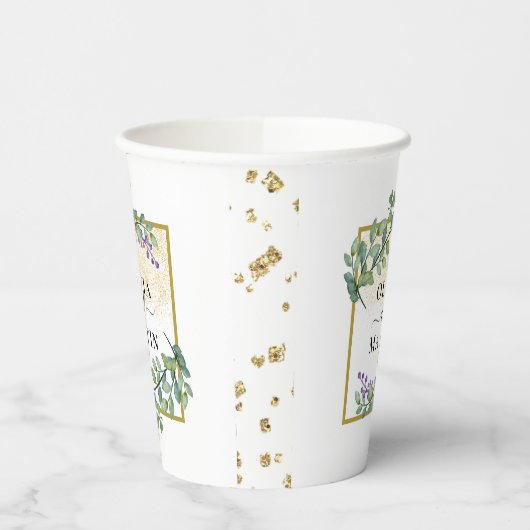 Elegant Botanical Greenery Vibe Wedding Paper Cup Papieren Bekers (Links)