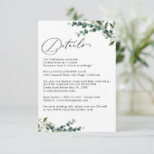 Elegant Botanical Greenery Wedding Details Informatiekaartje (Staand voorkant)