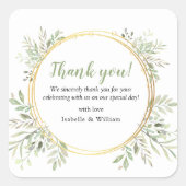 Elegant Botanical Greenery Wedding Vierkante Sticker (Voorkant)