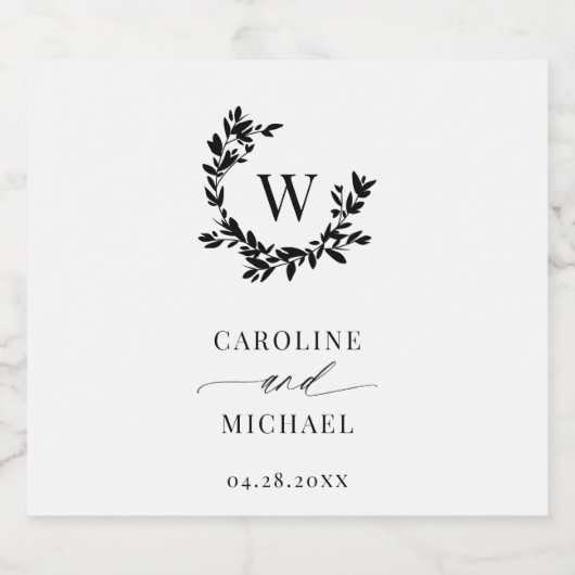 Elegant Botanical Initiaal Monogram Weddenschap Bier Etiket (Enkel label)