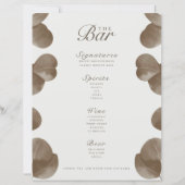 Elégant Botanical Ivory & Ash Mariage Bar Menu (Devant)