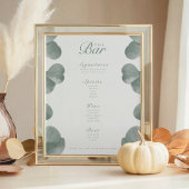 Elégant Botanical Ivory & Sage Mariage Bar Menu