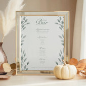 Elégant Botanical Ivory & Sage Mariage Bar Menu