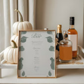 Elégant Botanical Ivory & Sage Mariage Bar Menu