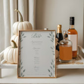 Elégant Botanical Ivory & Sage Mariage Bar Menu