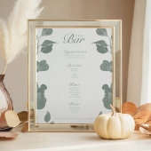 Elégant Botanical Ivory & Sage Mariage Bar Menu